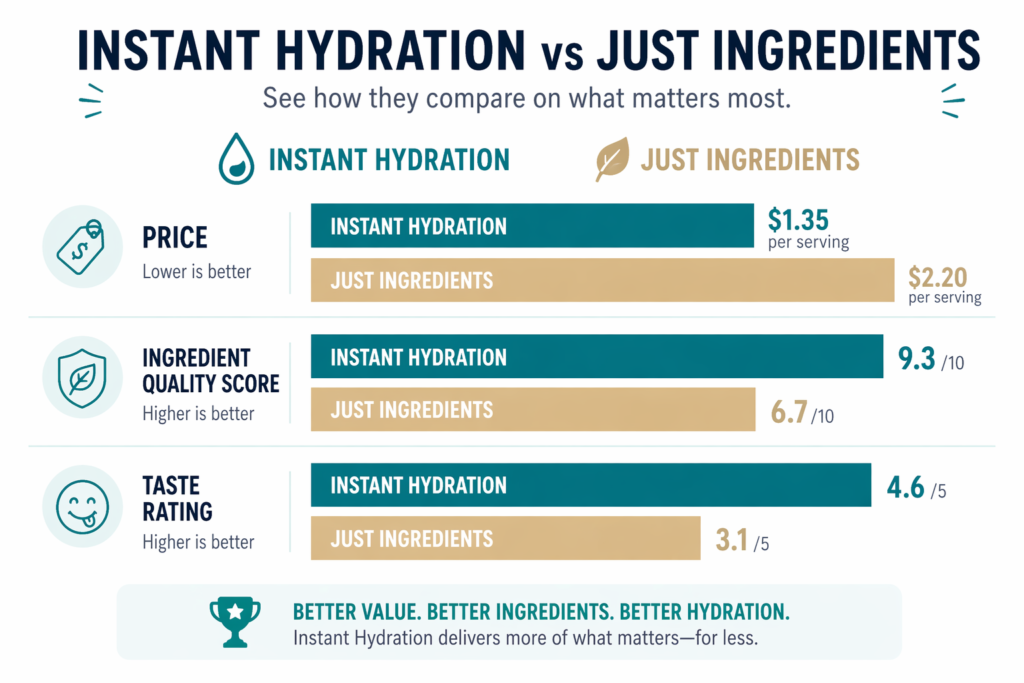 Electrolyte content comparison — Just Ingredients vs Instant Hydration