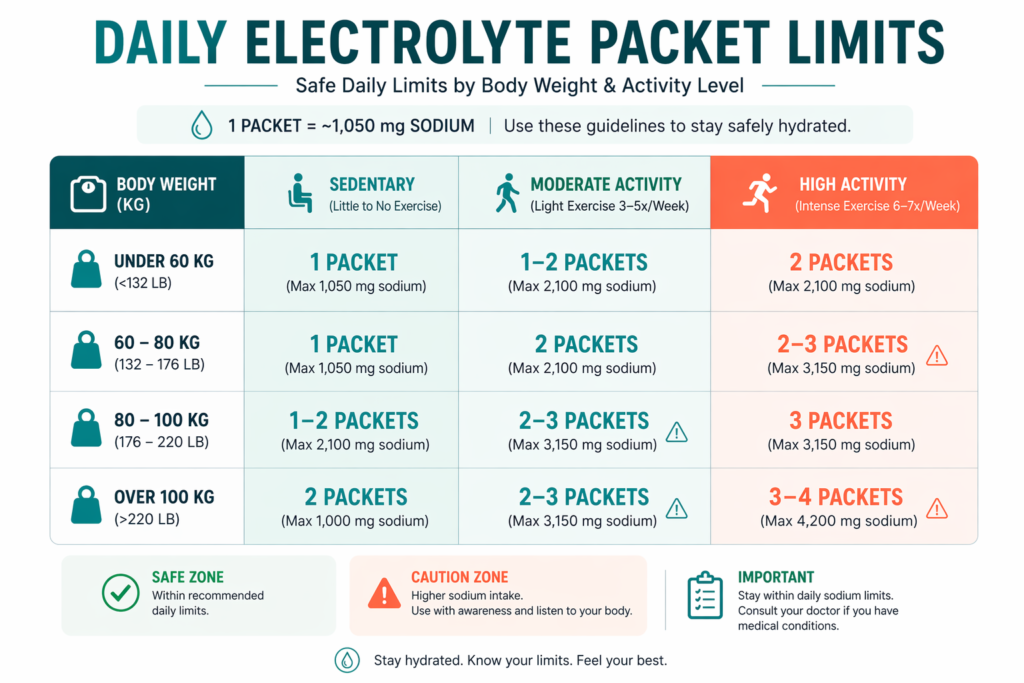 Daily sodium limits and Instant Hydration packet contribution