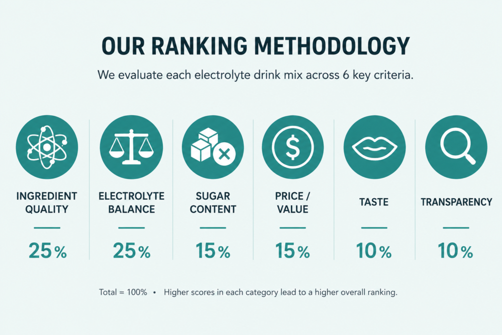 How we ranked the best quick hydration drinks — 6-criteria methodology