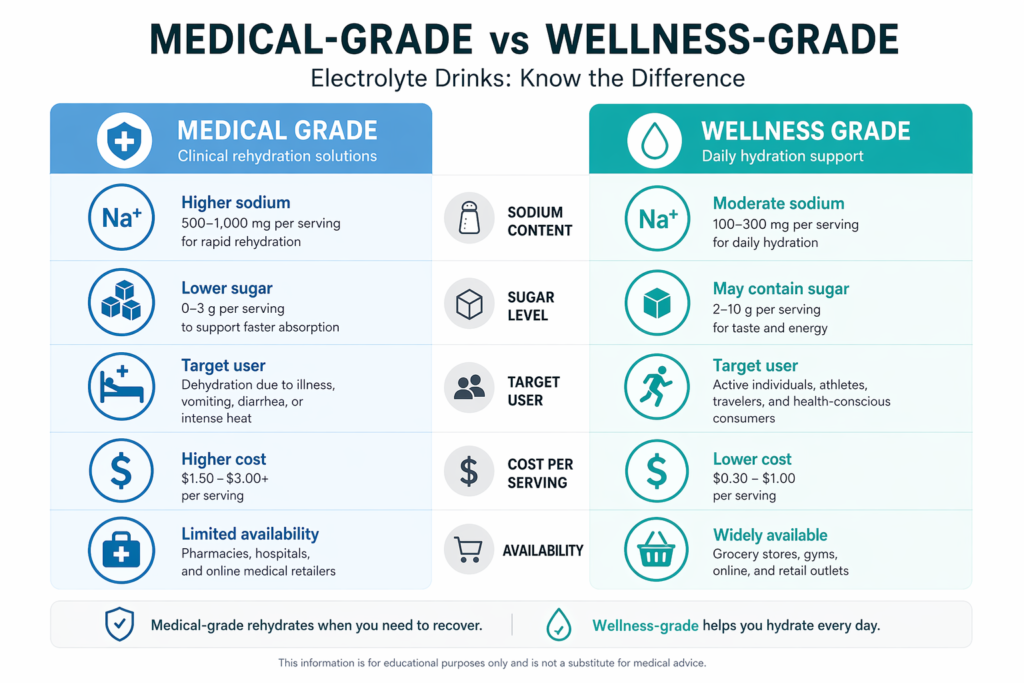 Medical-grade Pedialyte vs wellness-grade Instant Hydration