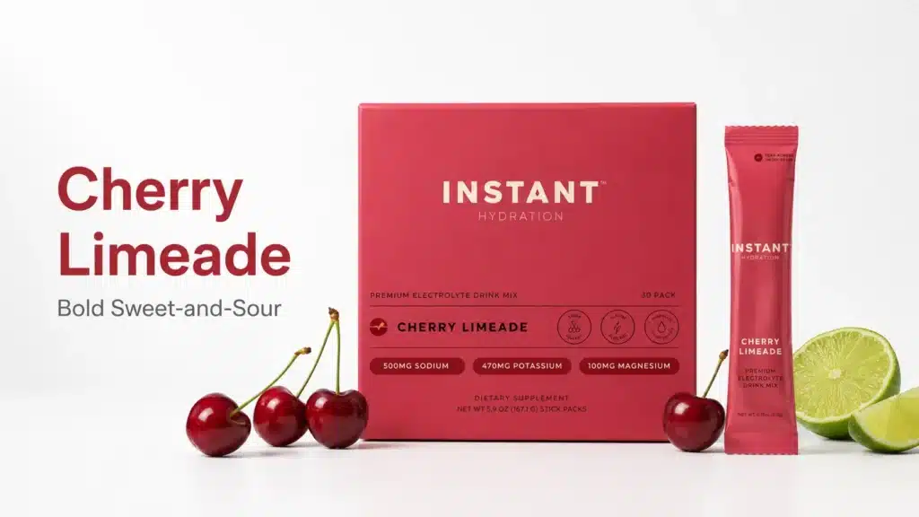 Instant Hydration Cherry Limeade box and stick pack with cherries and lime