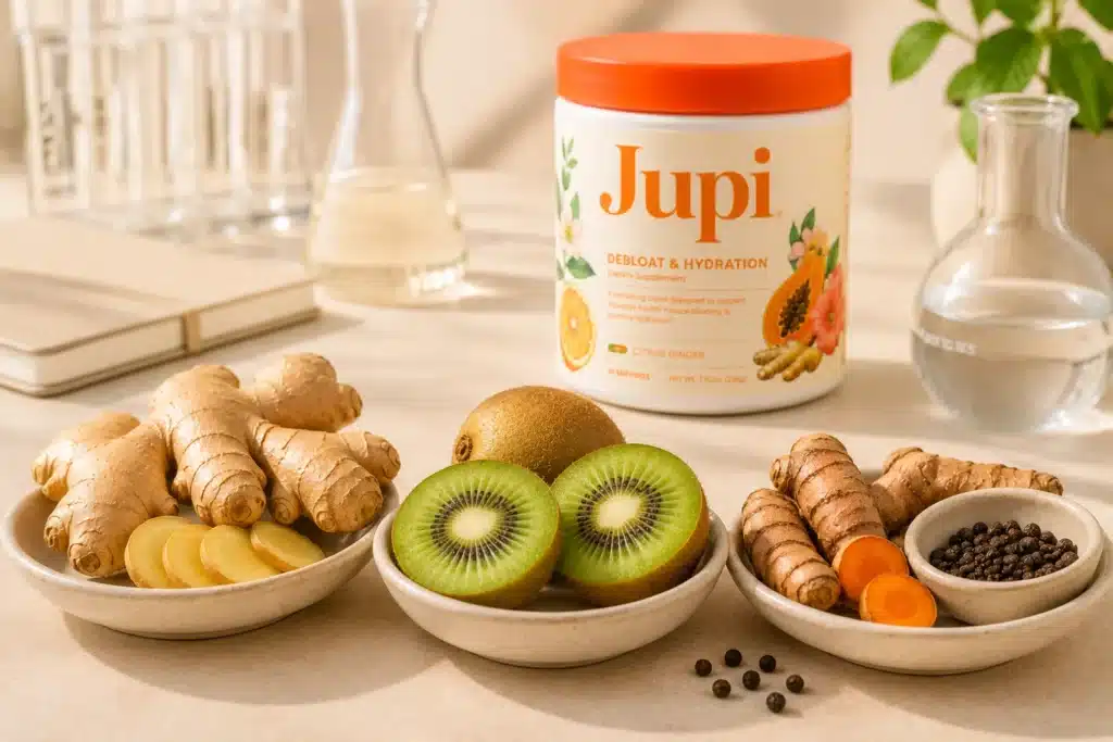 Ginger, kiwi, turmeric, and black pepper analyzed as key ingredients in Jupi Hydration