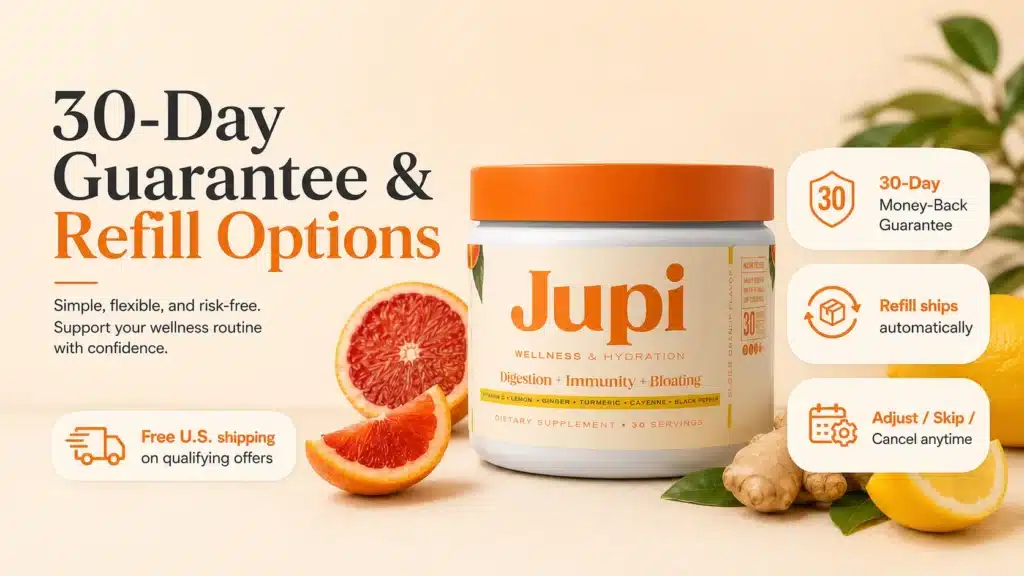 Jupi Hydration automatic refill options and 30-day