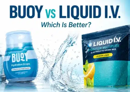 Buoy vs Liquid IV electrolyte comparison featuring Buoy Hydration Drops and Liquid I.V. Hydration Multiplier